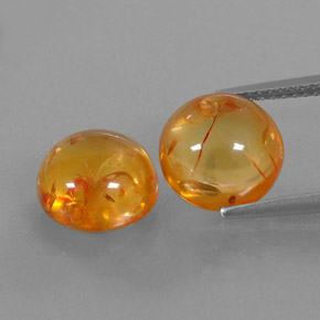 3.31 ct Orange Amber Gemstone, Amber Gem in Round Cabochon Shape for Sale.