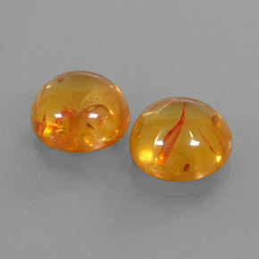 3.31 ct Orange Amber Stone, Natural Amber in Round Cabochon Shape for Sale