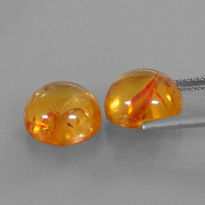 Amber Gemstone in 9.5 mm Size for Sale, Amber Stone in Yellow Orange Color