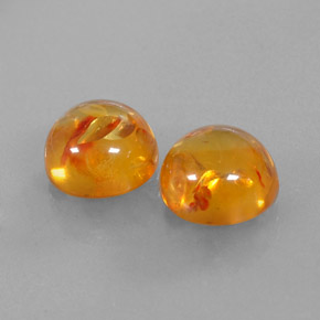 3.69 ct Orange Amber Stone, Natural Amber in Round Cabochon Shape for Sale