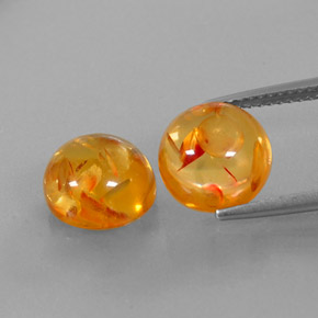 3.64 ct Orange Amber Gemstone, Amber Gem in Round Cabochon Shape for Sale.