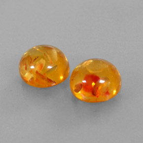 3.64 ct Orange Amber Stone, Natural Amber in Round Cabochon Shape for Sale