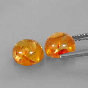 Amber Gemstone in 9.6 mm Size for Sale, Amber Stone in Yellow Orange Color