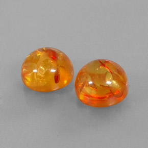 3.75 ct Orange Amber Stone, Natural Amber in Round Cabochon Shape for Sale