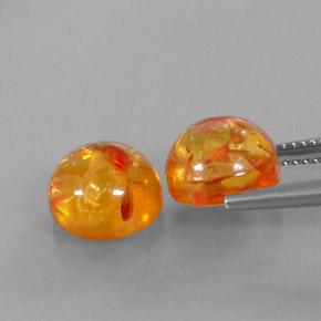 Amber Gemstone in 9.5 mm Size for Sale, Amber Stone in Yellow Orange Color