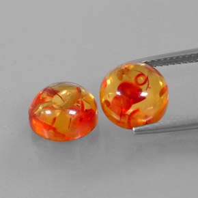 3.55 ct Orange Amber Gemstone, Amber Gem in Round Cabochon Shape for Sale.