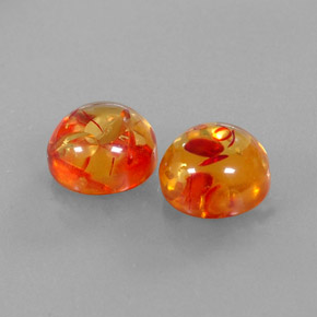 3.55 ct Orange Amber Stone, Natural Amber in Round Cabochon Shape for Sale