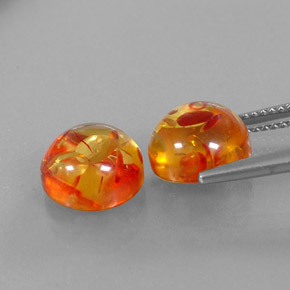 Amber Gemstone in 9.5 mm Size for Sale, Amber Stone in Yellow Orange Color