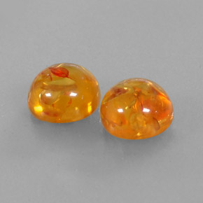 3.63 ct Orange Amber Stone, Natural Amber in Round Cabochon Shape for Sale