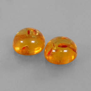 3.65 ct Orange Amber Stone, Natural Amber in Round Cabochon Shape for Sale