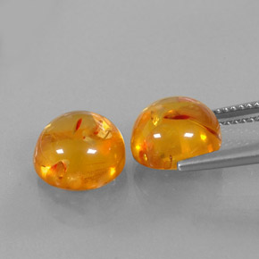Amber Gemstone in 10 mm (calibrated) Size for Sale, Amber Stone in Yellow Orange Color