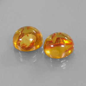 3.62 ct Orange Amber Stone, Natural Amber in Round Cabochon Shape for Sale