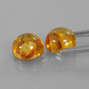 Amber Gemstone in 9.5 mm Size for Sale, Amber Stone in Yellow Orange Color