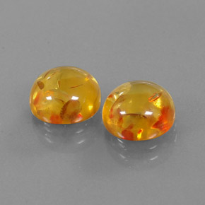 3.27 ct Orange Amber Stone, Natural Amber in Round Cabochon Shape for Sale