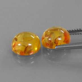 Amber Gemstone in 9.5 mm Size for Sale, Amber Stone in Yellow Orange Color