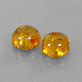 3.58 ct Orange Amber Stone, Natural Amber in Round Cabochon Shape for Sale