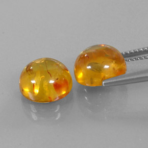 Amber Gemstone in 9.6 mm Size for Sale, Amber Stone in Yellow Orange Color