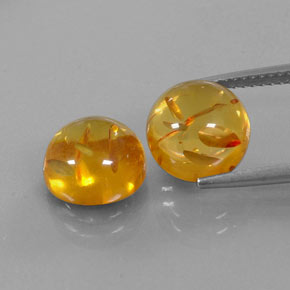 3.64 ct Orange Amber Gemstone, Amber Gem in Round Cabochon Shape for Sale.