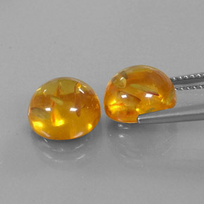 Amber Gemstone in 10 mm (calibrated) Size for Sale, Amber Stone in Yellow Orange Color