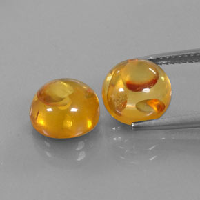 3.64 ct Orange Amber Gemstone, Amber Gem in Round Cabochon Shape for Sale.