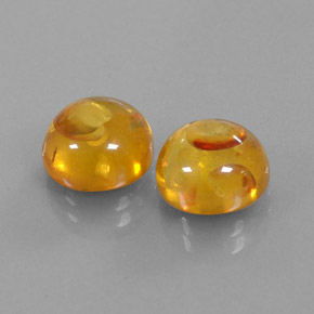 3.64 ct Orange Amber Stone, Natural Amber in Round Cabochon Shape for Sale