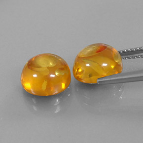 Amber Gemstone in 9.5 mm Size for Sale, Amber Stone in Yellow Orange Color