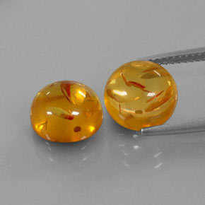 3.58 ct Orange Amber Gemstone, Amber Gem in Round Cabochon Shape for Sale.