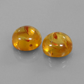 3.58 ct Orange Amber Stone, Natural Amber in Round Cabochon Shape for Sale