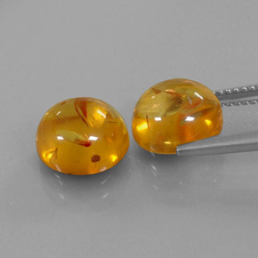 Amber Gemstone in 9.5 mm Size for Sale, Amber Stone in Yellow Orange Color