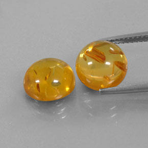 3.46 ct Orange Amber Gemstone, Amber Gem in Round Cabochon Shape for Sale.