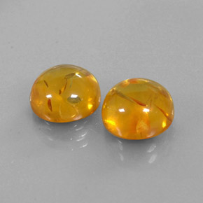 3.46 ct Orange Amber Stone, Natural Amber in Round Cabochon Shape for Sale