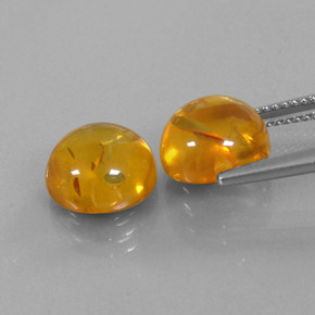Amber Gemstone in 10 mm (calibrated) Size for Sale, Amber Stone in Yellow Orange Color