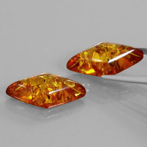 Amber Gemstone in 19.4 x 10.7 mm Size for Sale, Amber Stone in Yellow Orange Color