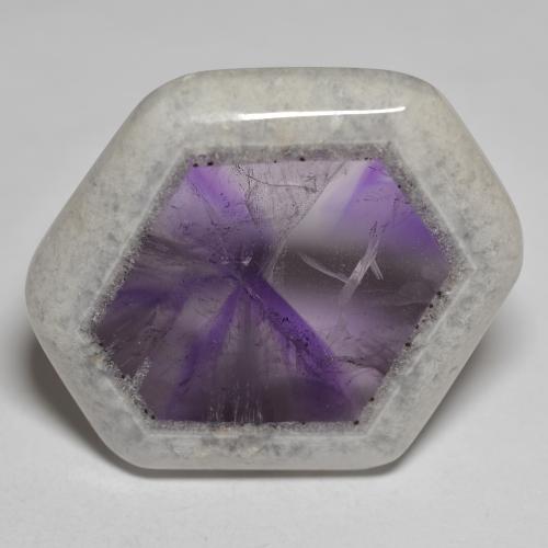 52.52ct Fancy Cabochon Multicolor Amethyst Geode Slice from Brazil, Dimension 32.5x30.9 mm, Natural untreated Gemstone, Transparent Clarity, 1 piece Amethyst Geode Slice in Multicolor Color, Mohs Hardness of 6.5 - 7 suitable for daily wear jewelry, Photo A
