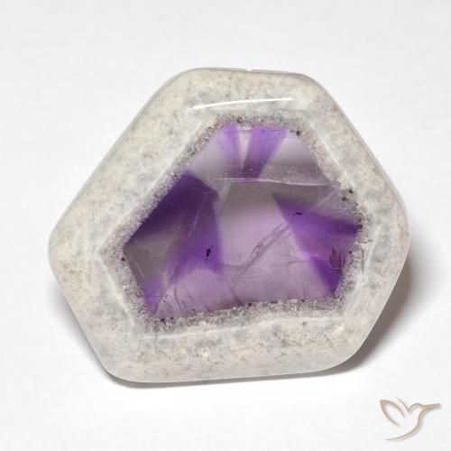 37.31 ct Multicolor Amethyst Geode Slice Gemstone, Amethyst Geode Slice Gem in Fancy Cabochon Shape for Sale.