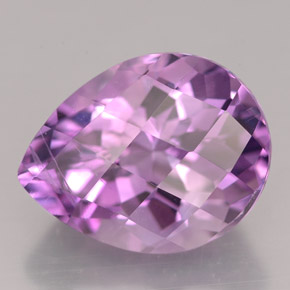 7.47 ct Violet Amethyst Gemstone, Amethyst Gem in Pear Checkerboard Shape for Sale.