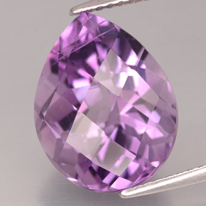7.47 ct Violet Amethyst Stone, Natural Amethyst in Pear Checkerboard Shape for Sale