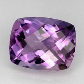 6.13 ct Violet Amethyst Gemstone, Amethyst Gem in Cushion Checkerboard Shape for Sale.