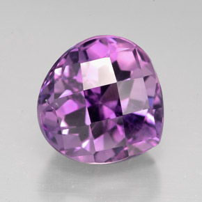 5.54 ct Violet Amethyst Gemstone, Amethyst Gem in Pear Checkerboard Shape for Sale.