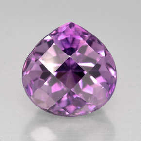 5.54 ct Violet Amethyst Stone, Natural Amethyst in Pear Checkerboard Shape for Sale