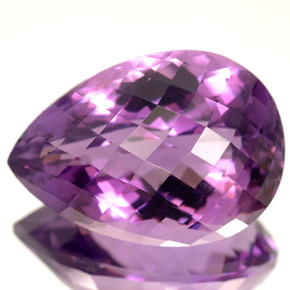 14.09 ct Violet Amethyst Gemstone, Amethyst Gem in Pear Checkerboard Shape for Sale.