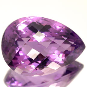 14.09 ct Violet Amethyst Stone, Natural Amethyst in Pear Checkerboard Shape for Sale