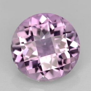 3.28 ct Violet Amethyst Gemstone, Amethyst Gem in Round Checkerboard Shape for Sale.