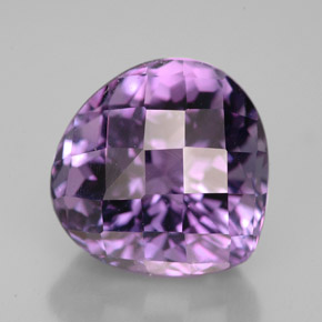 7.06 ct Violet Amethyst Gemstone, Amethyst Gem in Pear Checkerboard Shape for Sale.