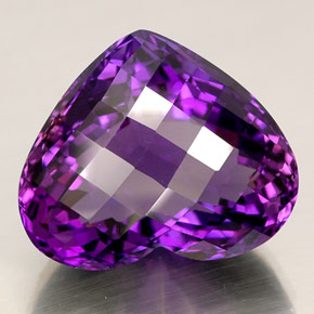 42.81 ct Violet Amethyst Stone, Natural Amethyst in Heart Checkerboard Shape for Sale