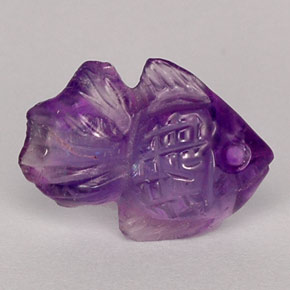 4.76 ct Violet Amethyst Gemstone, Amethyst Gem in Carved Fish Shape for Sale.