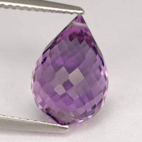 5.25 ct Violet Amethyst Stone, Natural Amethyst in Briolette with Hole Shape for Sale