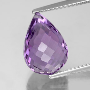 5.73 ct Violet Amethyst Gemstone, Amethyst Gem in Briolette with Hole Shape for Sale.