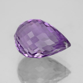 5.73 ct Violet Amethyst Stone, Natural Amethyst in Briolette with Hole Shape for Sale