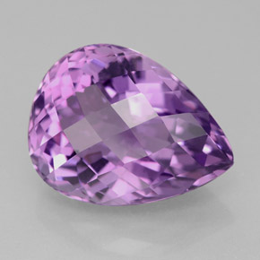 9.11 ct Violet Amethyst Stone, Natural Amethyst in Pear Checkerboard Shape for Sale